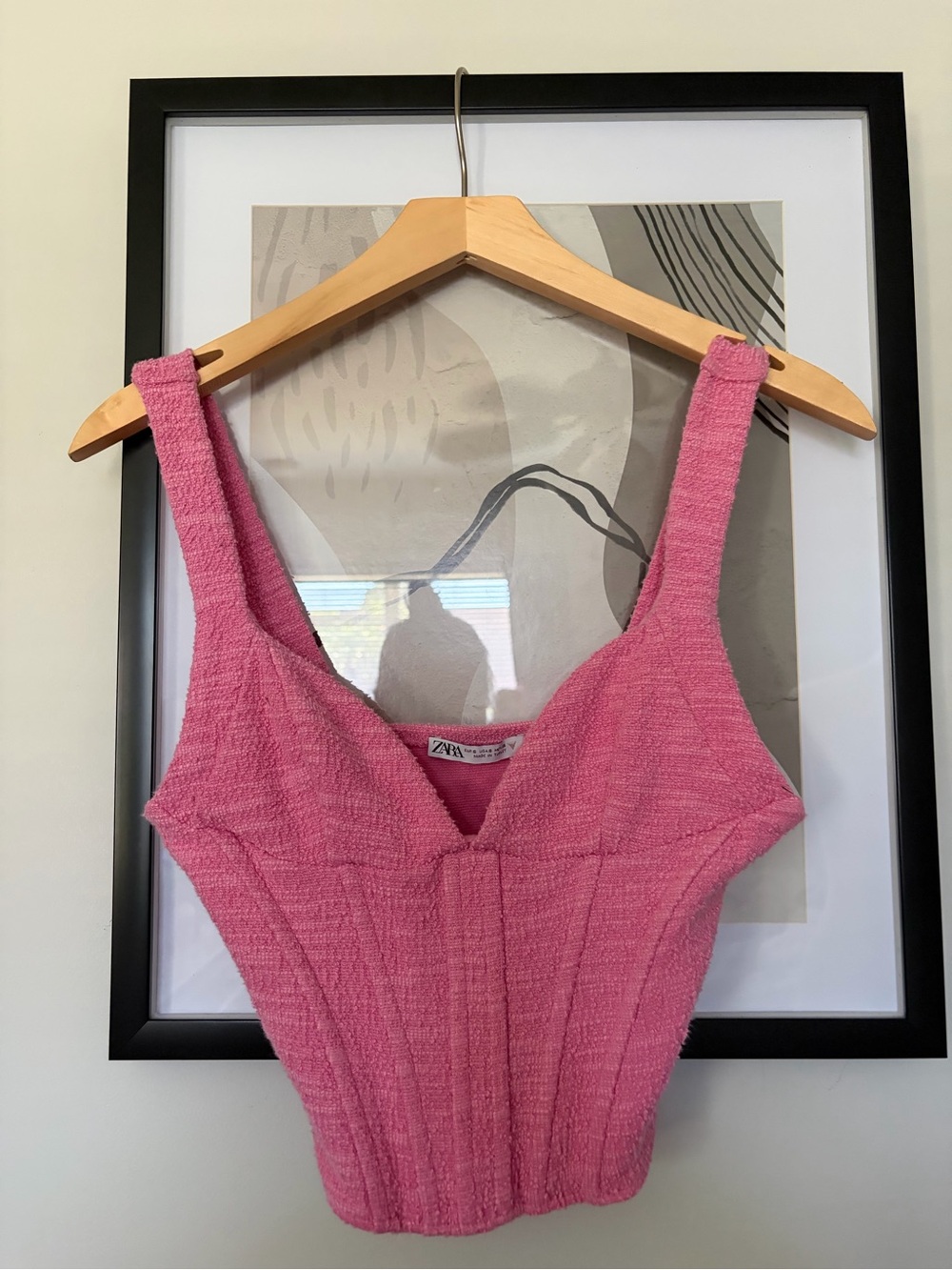 Zara Rose Pink Bouclé Bustier Tank